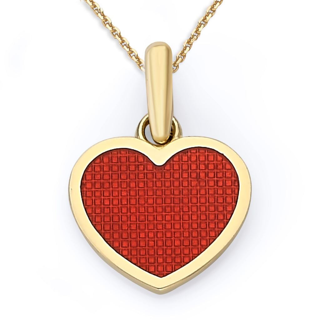 Red Heart Pendant Necklace in Solid Gold Pome Jewelry