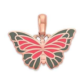 Butterfly Pendant Necklace in Solid 14k Gold, Enamel Color Options