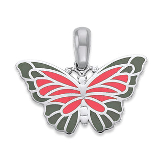 Butterfly Pendant Necklace in Solid 14k Gold, Enamel Color Options