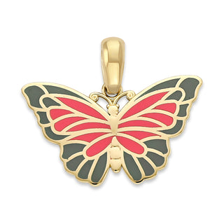 Butterfly Pendant Necklace in Solid 14k Gold, Enamel Color Options