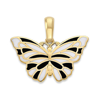 Butterfly Pendant Necklace in Solid 14k Gold, Enamel Color Options