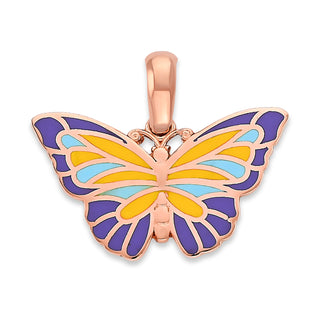 Butterfly Pendant Necklace in Solid 14k Gold, Enamel Color Options