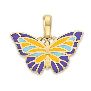 Butterfly Pendant Necklace in Solid 14k Gold, Enamel Color Options