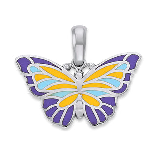 Butterfly Pendant Necklace in Solid 14k Gold, Enamel Color Options