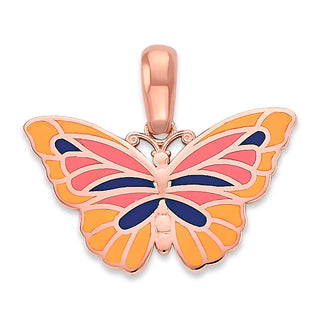 Butterfly Pendant Necklace in Solid 14k Gold, Enamel Color Options