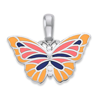 Butterfly Pendant Necklace in Sterling Silver, Enamel Color Options