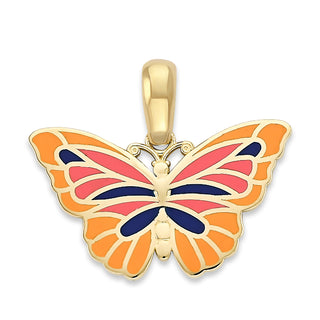 Butterfly Pendant Necklace in Solid 14k Gold, Enamel Color Options