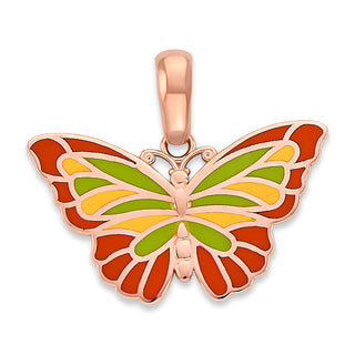 Butterfly Pendant Necklace in Solid 14k Gold, Enamel Color Options