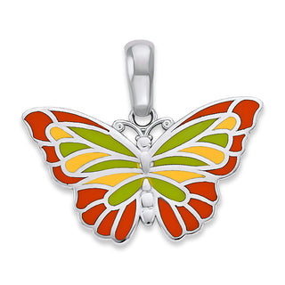 Butterfly Pendant Necklace in Solid 14k Gold, Enamel Color Options