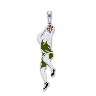 Basketball Player Pendant Necklace in Sterling Silver, Enamel Color Options