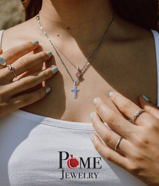 Enameled Cross Necklace in Sterling Silver, Color Options Available