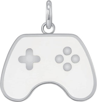 Gaming Controller Pendant Necklace in Sterling Silver (Available in 3 Enamel Colors)