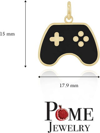 Gaming Controller Pendant Necklace in Solid Gold, Red Enamel