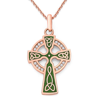 Diamond Celtic Cross Pendant Necklace in Solid 14k Gold