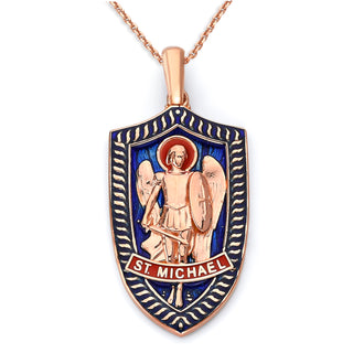 Saint Michael Pendant Necklace in Solid Gold