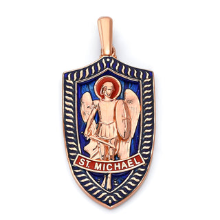 Saint Michael Pendant Necklace in Solid Gold