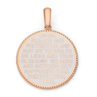 US Air Force Double Sided Pendant Necklace with Lord's Prayer in Solid Gold, Blue & White Enamel