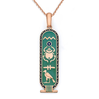 Egyptian Cartouche Tablet Pendant Necklace in Solid Gold