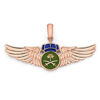 Saudi Arabian Air Force Wings Pendant Necklace in Solid Gold