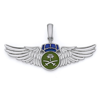 Saudi Arabian Air Force Wings Pendant Necklace in Solid Gold