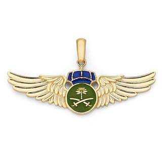 Saudi Arabian Air Force Wings Pendant Necklace in Solid Gold