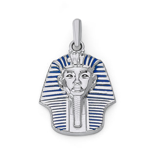 Pharaoh Pendant Necklace in Solid Gold with Blue Enamel