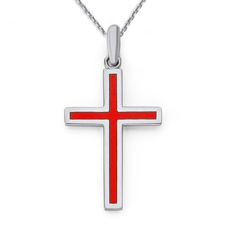 Enameled Cross Necklace in Sterling Silver, Color Options Available