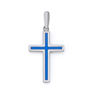 Enameled Cross Necklace in Sterling Silver, Color Options Available