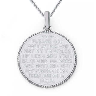 Fire Fighter Double Sided Pendant Necklace in Solid Gold with Lord's Prayer, Red & White Enamel