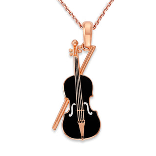 Violin Pendant Necklace in Solid Gold