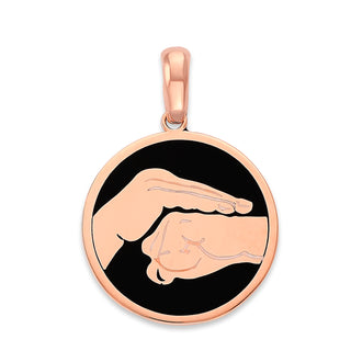 Martial Arts / Karate Pendant Necklace in Solid Gold, Black Enamel