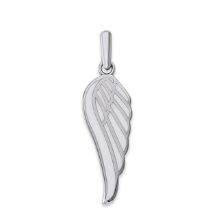 Angel Wing Pendant Necklace in Sterling Silver, White Enamel