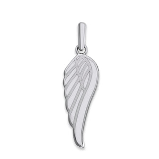 Angel Wing Pendant Necklace in Sterling Silver, White Enamel