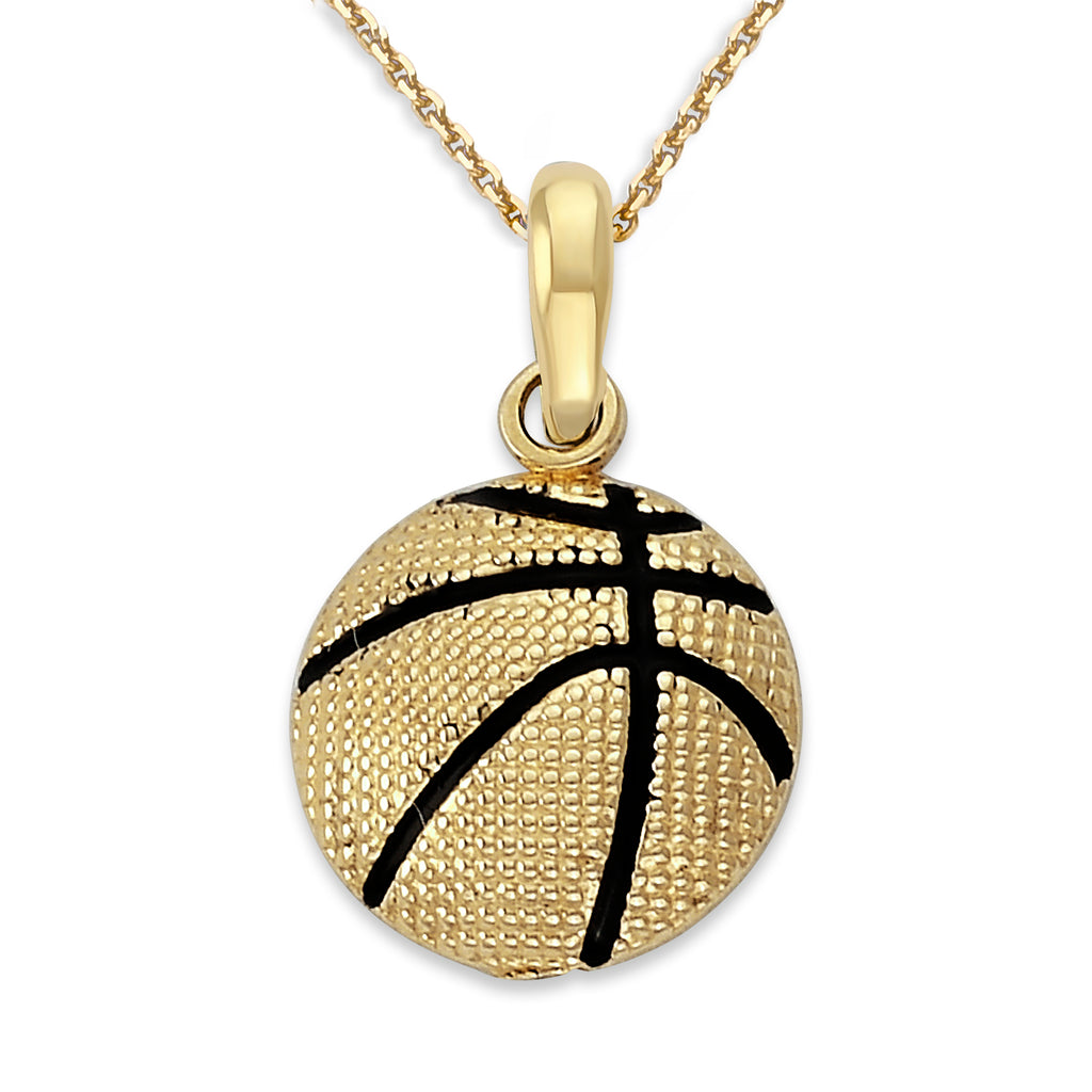 Basketball Pendant Necklace in Solid Gold, Black Enamel – Pome Jewelry