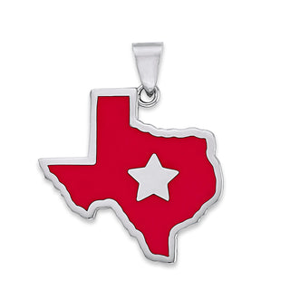 Texas State Pendant Necklace in Solid Gold, Red Enamel