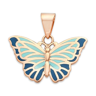 Butterfly Pendant Necklace in Solid 14k Gold, Enamel Color Options