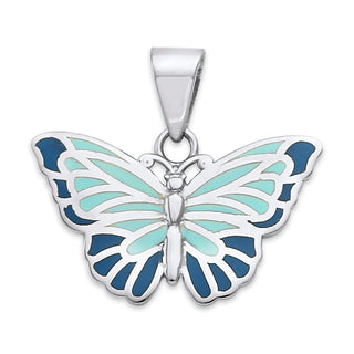 Butterfly Pendant Necklace in Sterling Silver, Enamel Color Options