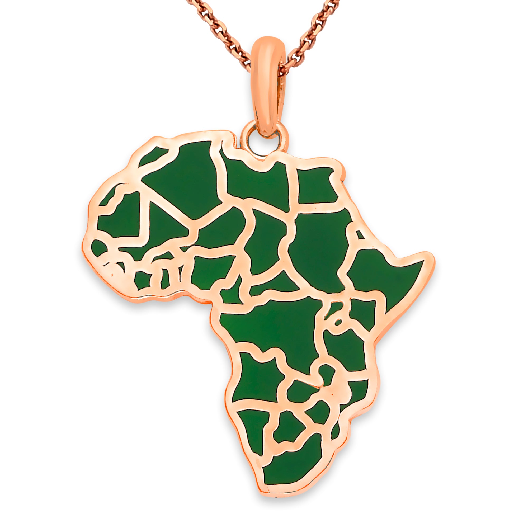 Africa Pendant Necklace in Solid Gold, Green Enamel – Pome Jewelry