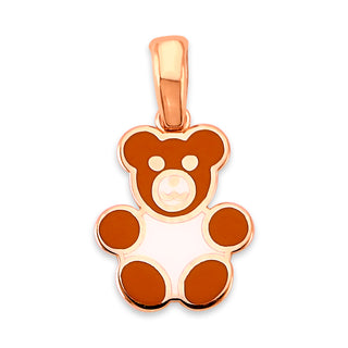 Bear Charm Necklace in Solid 14k Gold, Enamel Colors