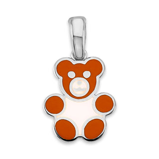 Bear Charm Necklace in Solid 14k Gold, Enamel Colors