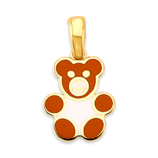 Bear Charm Necklace in Solid 14k Gold, Enamel Colors