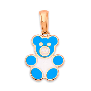 Bear Charm Necklace in Solid 14k Gold, Enamel Colors