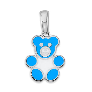 Bear Charm Necklace in Solid 14k Gold, Enamel Colors