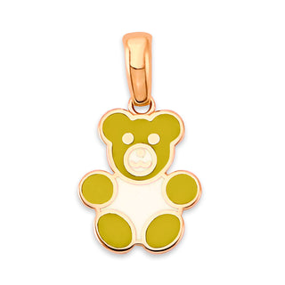 Bear Charm Necklace in Solid 14k Gold, Enamel Colors