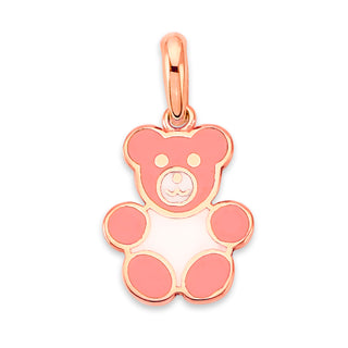 Bear Charm Necklace in Solid 14k Gold, Enamel Colors