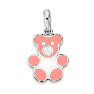 Bear Charm Necklace in Solid 14k Gold, Enamel Colors