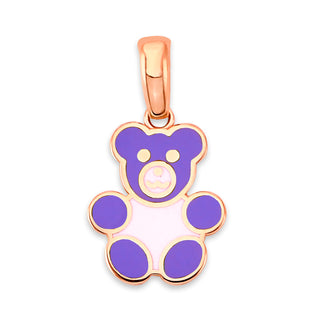 Bear Charm Necklace in Solid 14k Gold, Enamel Colors