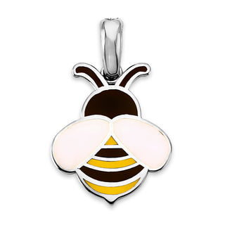 Honey Bee Enamel Pendant Necklace in Solid 14k Gold