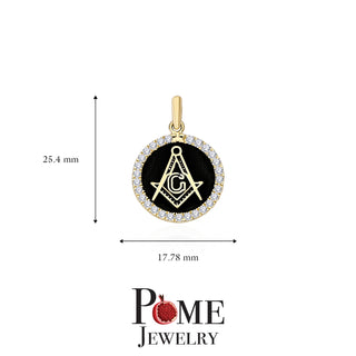 Freemason Diamond Pendant Pendant Necklace in Solid Gold, Masonic Square & Compass