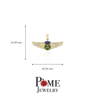 Saudi Arabian Air Force Wings Pendant Necklace in Solid Gold